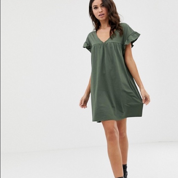 ASOS DESIGN mini reversible cottonslub smock dress - Picture 4 of 4